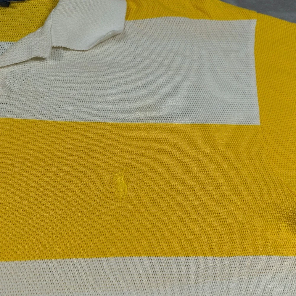 Polo Golf Ralph Lauren Polo Shirt Mens Large Yellow‎ Stripe Rugby performance